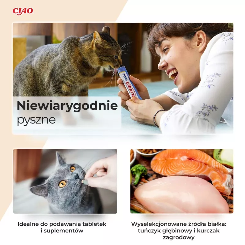 INABA Churu tuniak s príchuťou mušlí – mačacie maškrty – 4x14 g