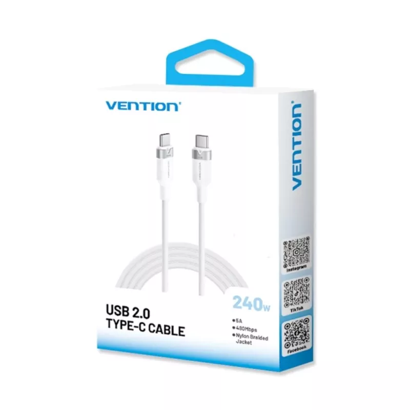 Vention USB 2.0 5A 240W 1m BK USB-C na C kábel