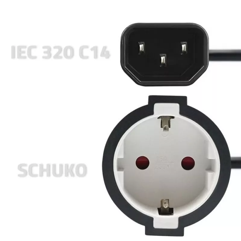 Napájací adaptér QOLTEC 53906 IEC 320 C14 na SCHUKO 16A 250V
