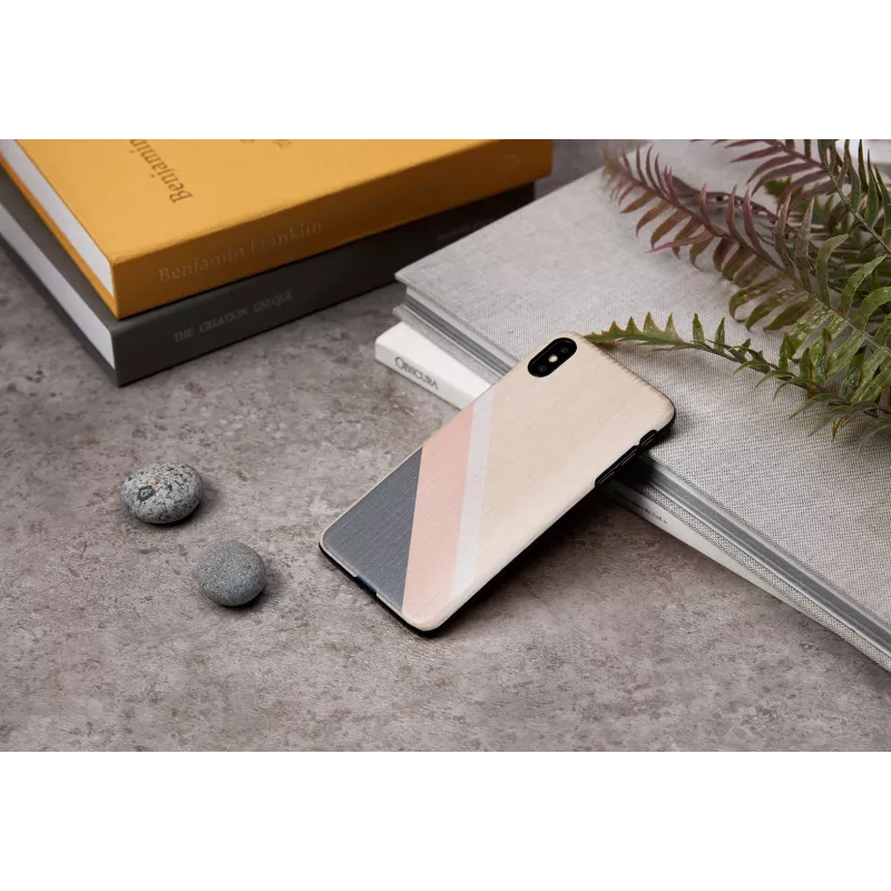 Puzdro na smartphone man and wood pre iPhone XS Max – ružový oblek, čierna