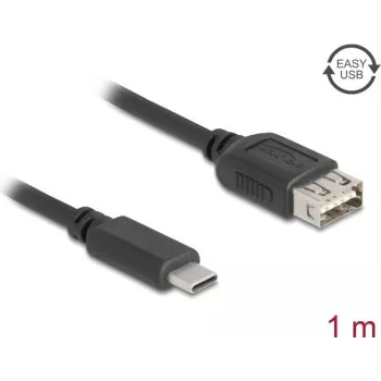 USB 2.0 kábel DELOCK 81536 — USB-C na USB-A, 1 m, čierna, pozlátené kontakty