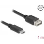 USB 2.0 kábel DELOCK 81536 — USB-C na USB-A, 1 m, čierny, pozlátené kontakty