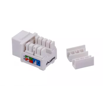 Keystone modul LANBERG KSU6-1090, Cat6 U/UTP plochý, RJ-45 konektor samec na LSA konektor samica, AWG 22/26, 14.5×16.1 mm, biela