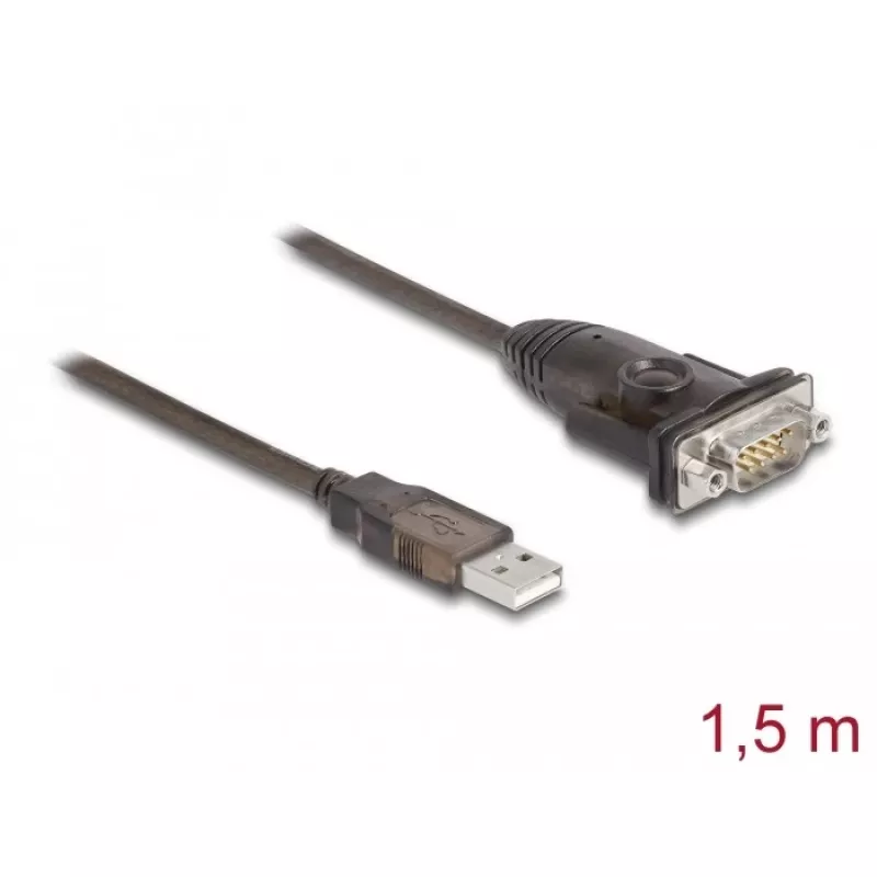 DeLOCK adaptér USB 2.0 Type-A na sériový RS-232 D-Sub 9-pinový konektor samec 1,5 m
