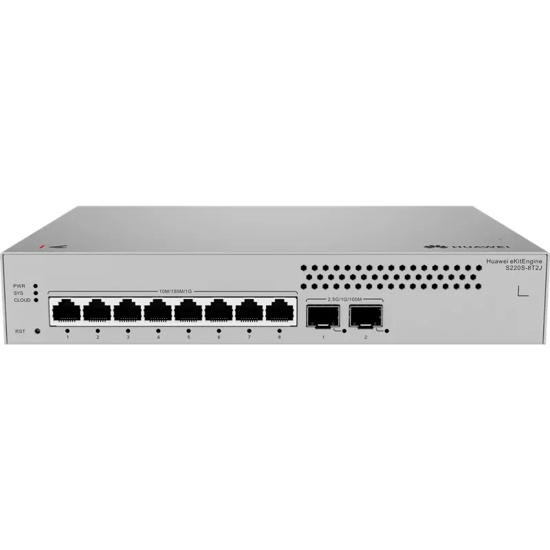 Riadený switch HUAWEI S220S-8T2J L2 Gigabit Ethernet 8 portov 1U sivá