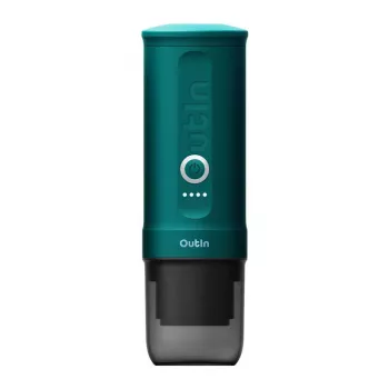Prenosný espreso kávovar OUTIN Outin Nano čierny tyrkysový — 20 bar, kávová zmes, 7500 mAh batéria, 0,67 kg