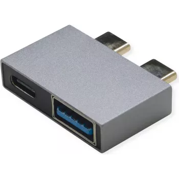 ROLINE USB 3.2 Gen 2 adaptér, 2x USB Type-C - 1x Type-A + 1x C, samec/samica, strieborný (12.03.2946)
