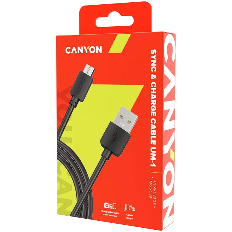 CANYON kábel UM-1 MicroUSB 5W 1m čierny