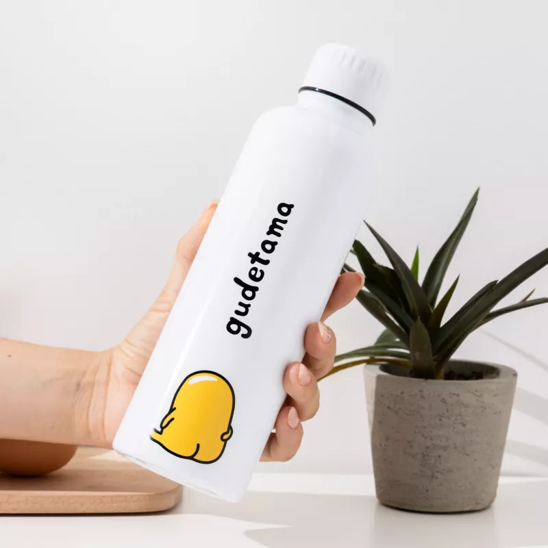 Kovová fľaša na pitie Paladone Gudetama — izolovaná nerezová fľaša s dizajnom postavičky