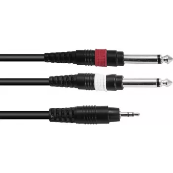 Adaptérový kábel Omnitronic 3,5 mm na 2×3,5 mm, 1,5 m, čierny