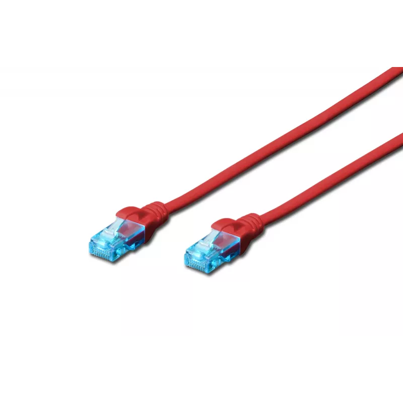 Sieťový patch kábel DIGITUS CAT 5e U/UTP, 1 m, RJ-45–RJ-45, červený