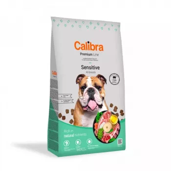 Suché krmivo pre psov Calibra Premium Sensitive jahňacie 12 kg — kompletné hypoalergénne krmivo pre dospelých psov, bez obilnín, 25 % proteínu