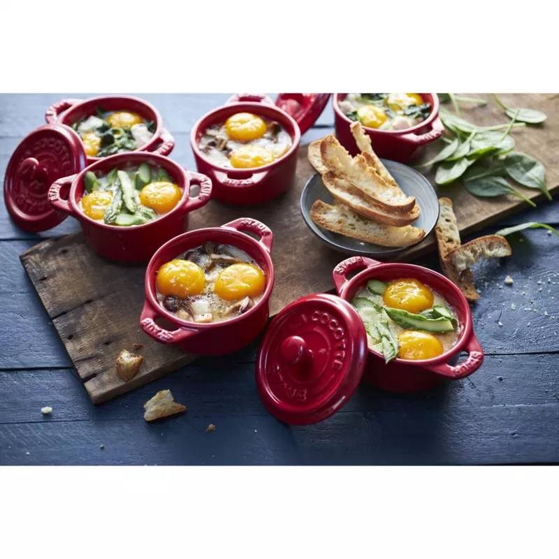 Staub Mini Cocotte Okrúhly, 4 ks - 200 ml, Červená