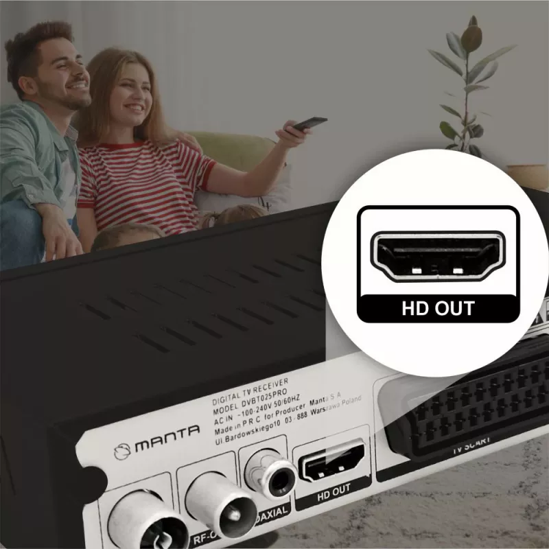 Digitálny TV prijímač MANTA DVBT025PRO DVB-T2 podpora Full HD USB nahrávanie