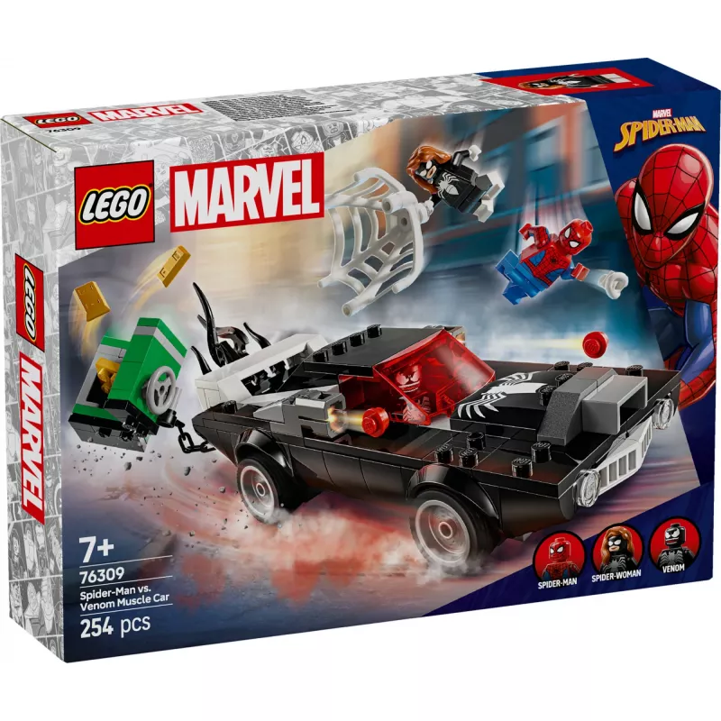 LEGO Marvel Super Heroes Spider-Man vs. Venom muscle car stavebnica 76309 — 254 dielov, 3 minifigúrky, vek 7+