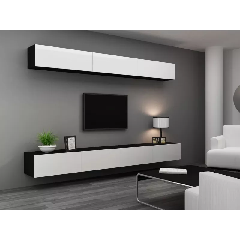 Cama obývacia zostava VIGO 13 čierna/biela lesk