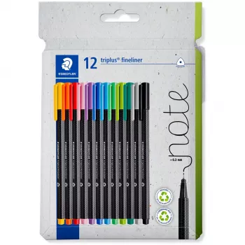 Fineliner Staedtler 334 C12 Superfine čierna modrá zelená sivá svetlomodrá svetlozelená oranžová ružová červená fialová žltá 12 kusov