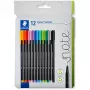 Fineliner Staedtler 334 C12 Superfine čierna modrá zelená sivá svetlomodrá svetlozelená oranžová ružová červená fialová žltá 12 kusov