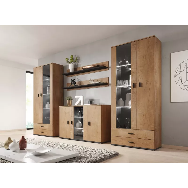 Cama komoda 120 cm SOHO S7 lefkas dub/čierna