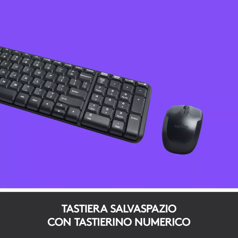 Logitech Wireless Combo MK220 - súprava klávesnice a myši - bezdrôtová - 2,4 GHz - talianska - tmavosivá (920-003721)