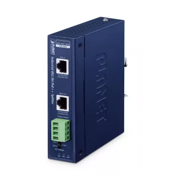 PLANET IP30 priemyselný jednoportový 10Gbps 802.3bt PoE++ rozbočovač 24V