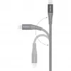 USB 2.0 adaptérový kábel, konektor samec USB-C > konektor samec Lightning (strieborná/sivá, 1 meter, PD, opláštený)