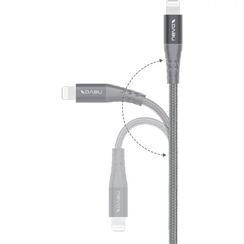 USB 2.0 adaptérový kábel, konektor samec USB-C > konektor samec Lightning (strieborná/sivá, 1 meter, PD, opláštený)