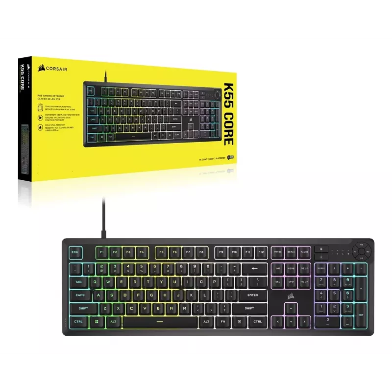 Corsair K55 CORE RGB klávesnica Gaming USB QWERTZ nemecká čierna