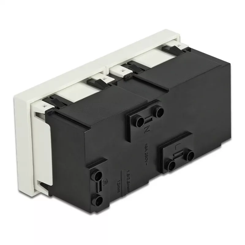 Nástenná zásuvka DELOCK 81423 — CEE 7/3, 16 A, 250 V, biela, ABS/PC, 45×90 mm