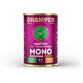 CHAMPER Gastro Monoprotein Turecko - mokré krmivo pre psov - 400g