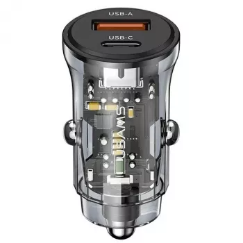 Autonabíjačka usams CC164CC01 30W s 1×USB-A a 1×USB-C pre rýchle nabíjanie