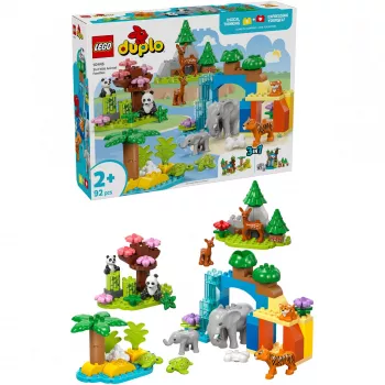 LEGO DUPLO Town Divoké zvieracie rodinky 3-in-1 stavebnica 10446 – 92 dielov, od 2 rokov, 200×220×340 mm