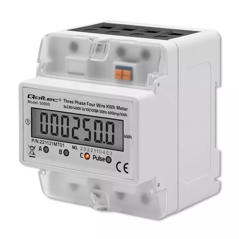 Trojfázový elektronický merač energie QOLTEC 50900 400V LCD 4P