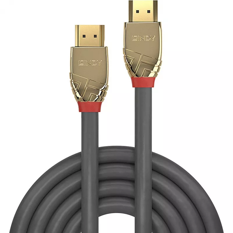 Lindy 5m Ultra High Speed HDMI kábel, Gold Line, 5 m, HDMI Type-A (štandard), HDMI Type-A (štandard), sivý