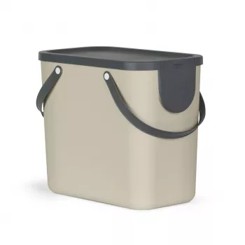Rotho Albula 25 l obdĺžniková úložná/nádoba na odpad, cappuccino, technopolymér, 25 l, 400×235×340 mm