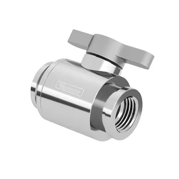 Guľový ventil Barrow TLQFS-V1 s s 10 mm G1/4 strieborný – uzatvárací ventil pre kvapalinové chladenie