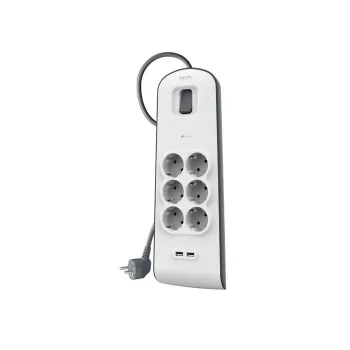 Zásuvková lišta Belkin BSV604VF2M-V2 — 6 zásuviek, 2× USB-A, 2 m kábel