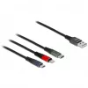 USB nabíjací kábel DeLOCK 3-in-1 Type-A na Lightning Micro USB USB Type-C 30 cm