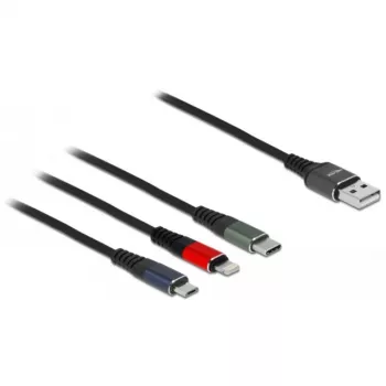 USB nabíjací kábel DeLOCK 3-in-1 Type-A na Lightning Micro USB USB Type-C 30 cm