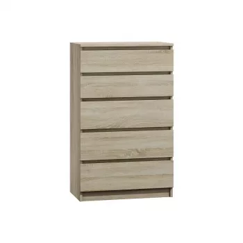 Komoda top e shop M5 SONOMA — 5 zásuviek, dubový dekor, 700×400×1120 mm, drevotrieska