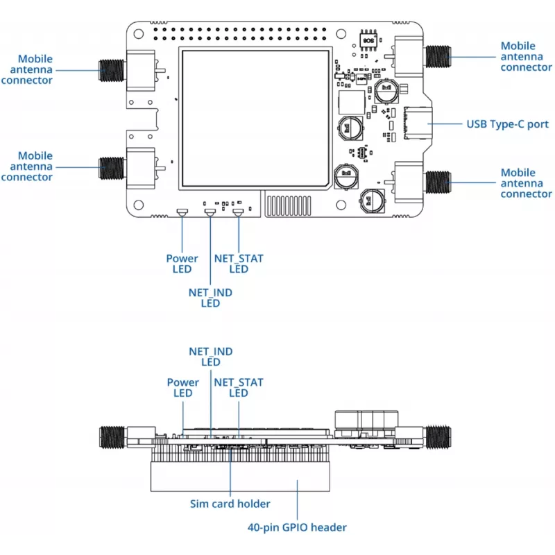 Sieťový modul TELTONIKA Calyx 5G EBD050 pre Raspberry Pi 5, 5 V vstup, 56 × 100,8 × 23,1 mm
