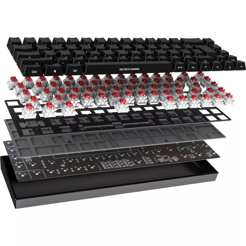 Deltaco GAM-100-DE - 65% - USB + Bluetooth - mechanický switch - QWERTZ - RGB LED - čierna