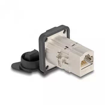 DeLOCK 67061 D-Typ RJ45 Cat.6A STP zásuvka do steny s ochranným krytom, IP66