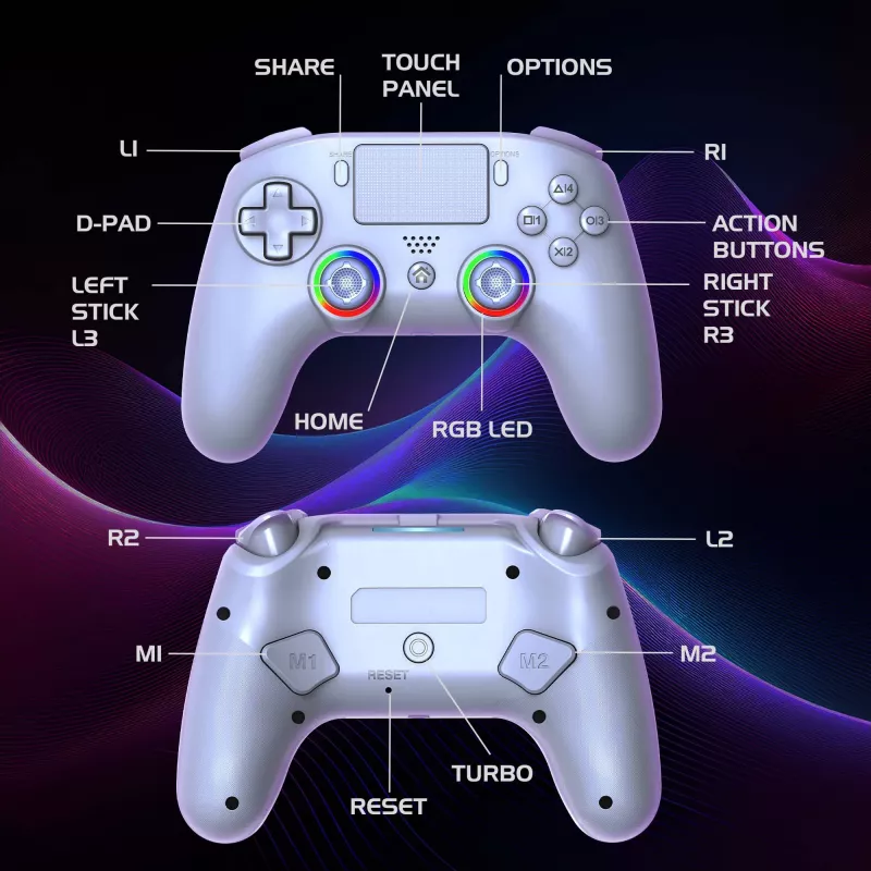 Gamepad Subsonic PS5 Wireless LED Controller biely D-pad Home Options Share