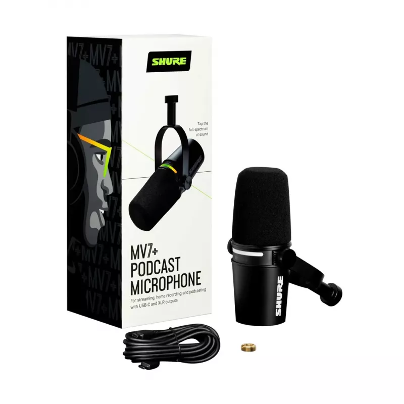 Shure MV7+-K - mikrofón pre prednes a spev s XLR/USB-C konektorom, čierny