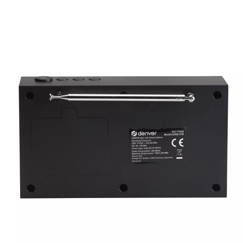Rádio DENVER DAB-51B — kompaktné DAB+/FM/AM digitálne rádio, čierne