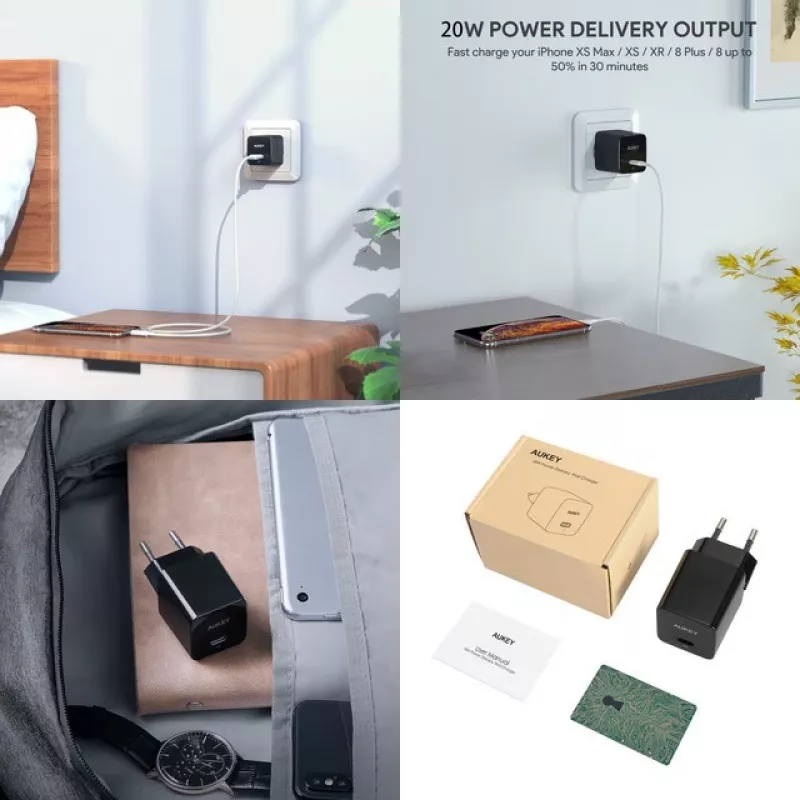 Mini sieťová nabíjačka PA-Y20S biela 1xUSB-C 20W PD Power Delivery