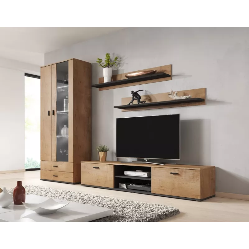 Cama sada dvoch políc 125cm SOHO dub lefkas/čierna