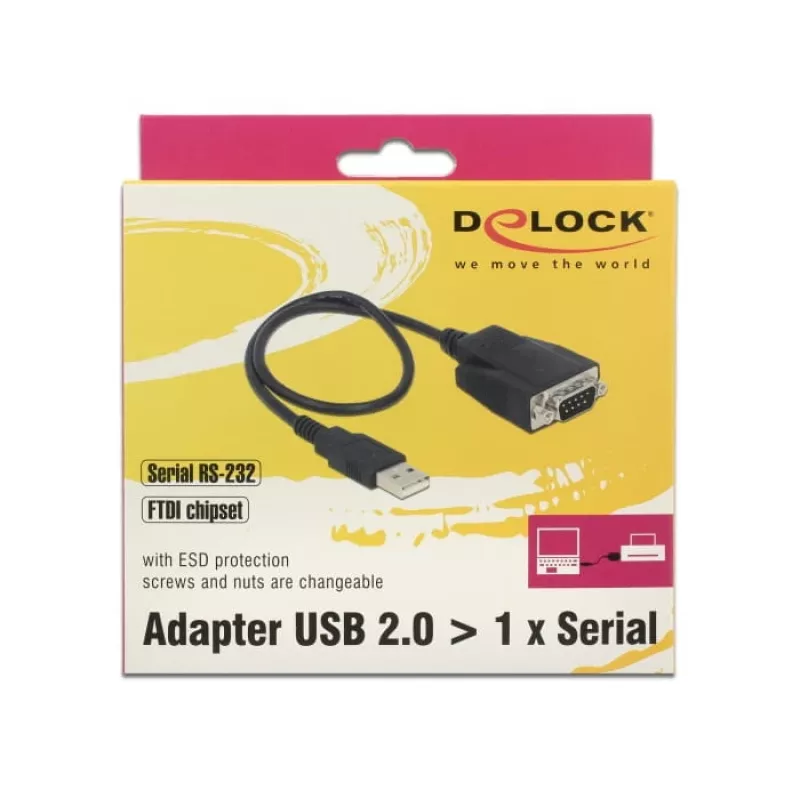 DeLOCK 62958 adaptér USB na RS-232, USB Type-A, čierny