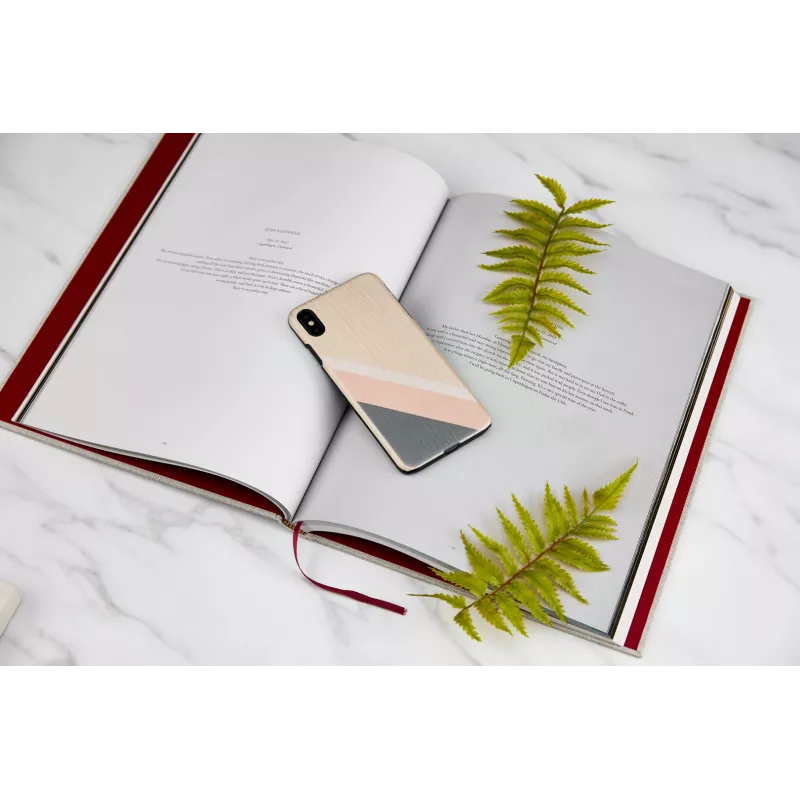 Puzdro na smartphone man and wood pre iPhone XS Max – ružový oblek, čierna